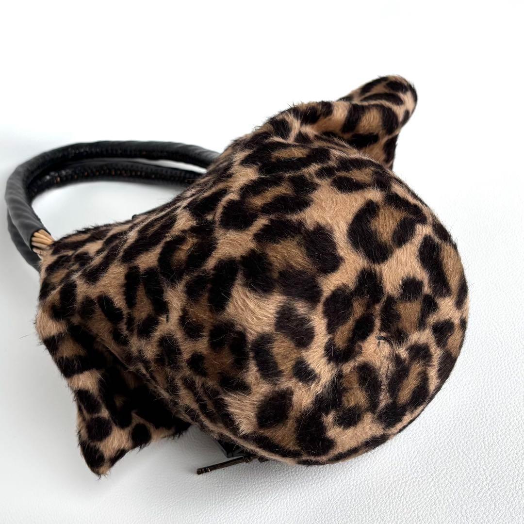 美品✨ebagos エバゴス　かごバッグ　夜na夜na レオパード