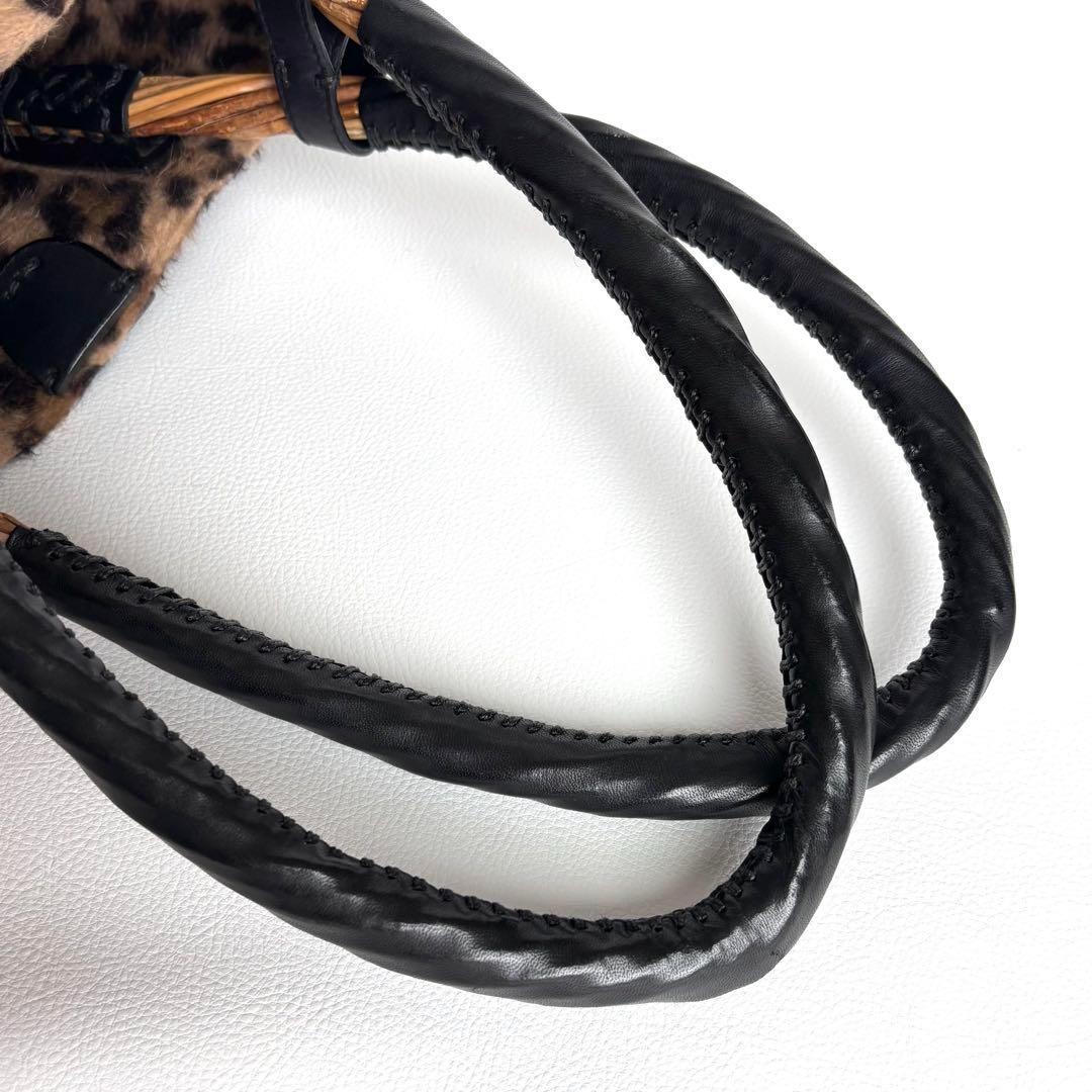 美品✨ebagos エバゴス　かごバッグ　夜na夜na レオパード