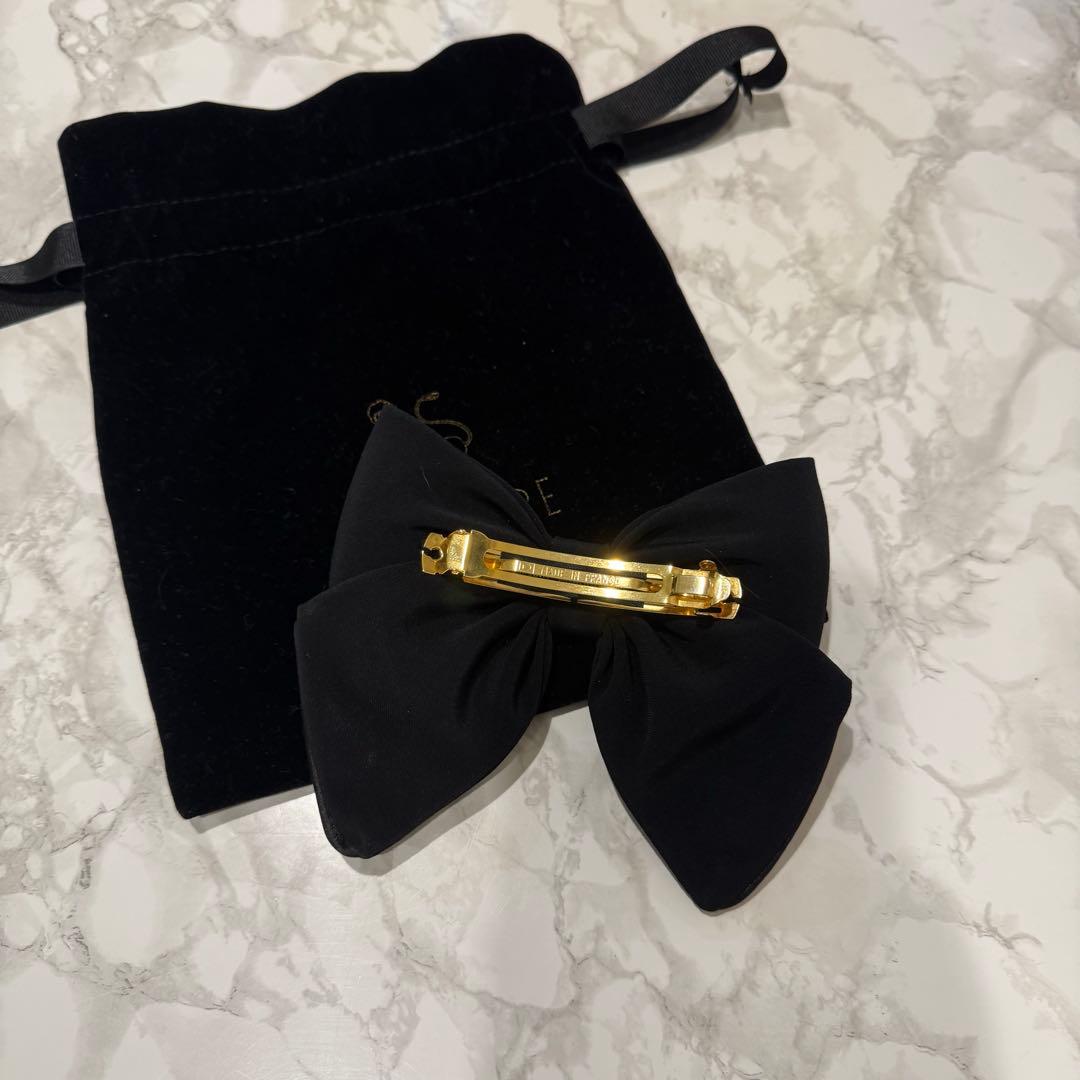 アレクサンドルドゥパリ リボン バレッタ ブラック 8cm