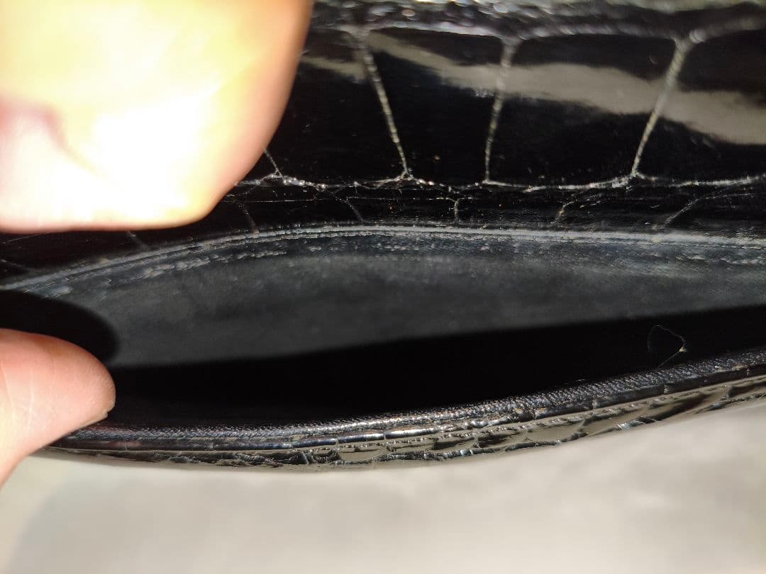 美品★JRA認定　本革　シャイニング　クロコ　フォーマル　ハンドバッグ