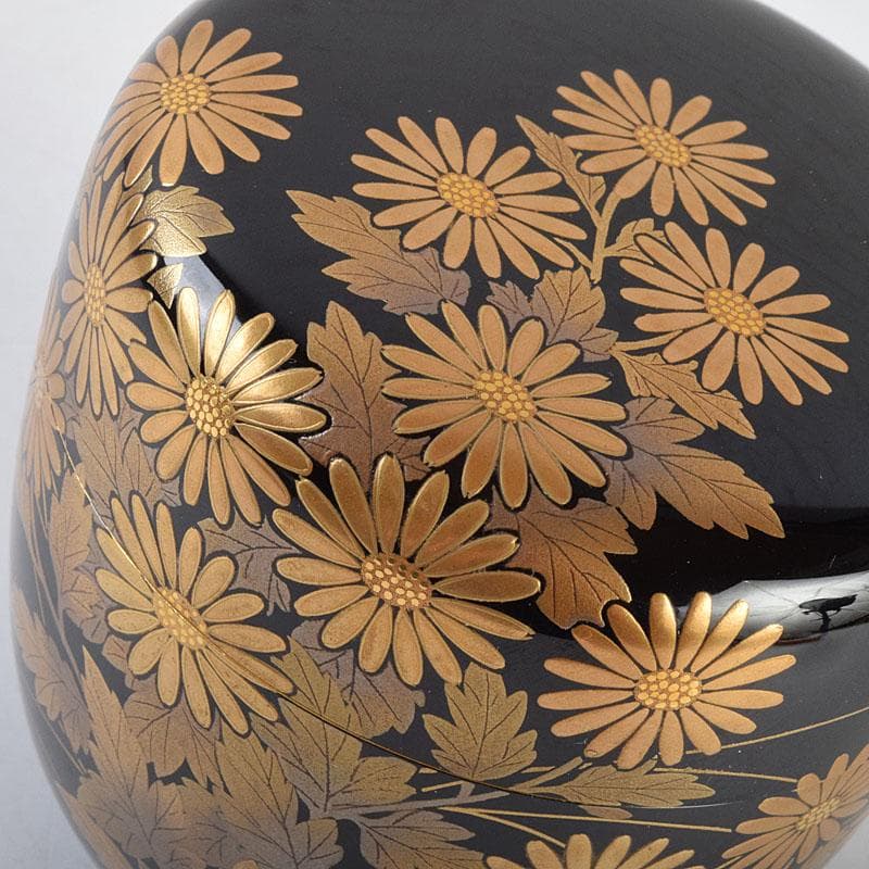 茶道具　輪島塗　佐藤幸一作　小菊蒔絵　棗　共布共箱　M　R9300