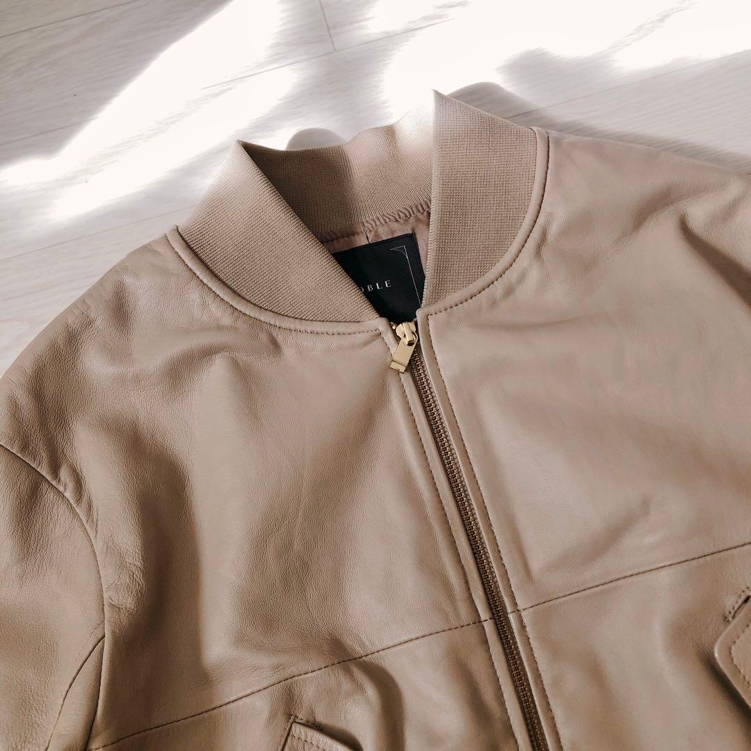 NOBLE　ノーブル　ラムレザー　MA-1 ブルゾン　ダブルファスナー