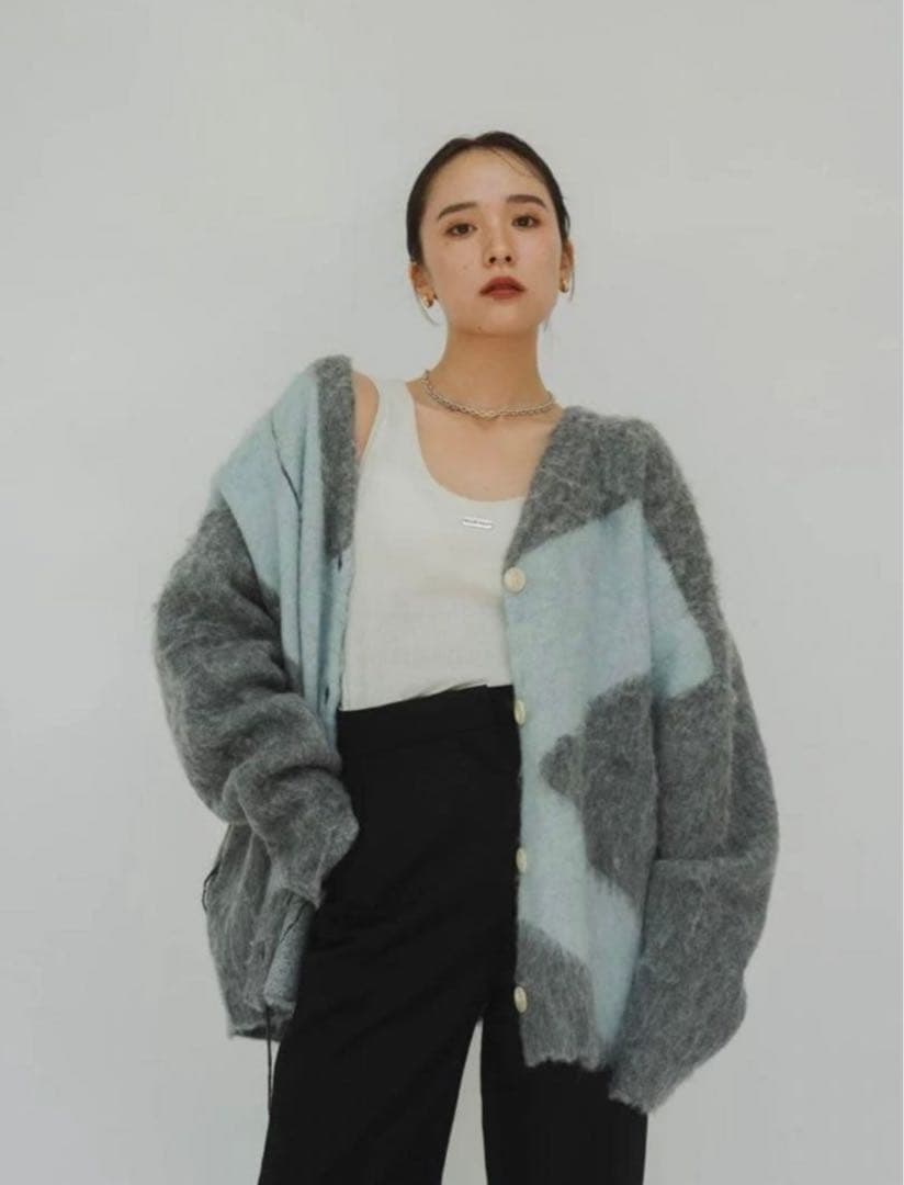 Knuth Marf accent オーバーサイズ モヘアカーディガン