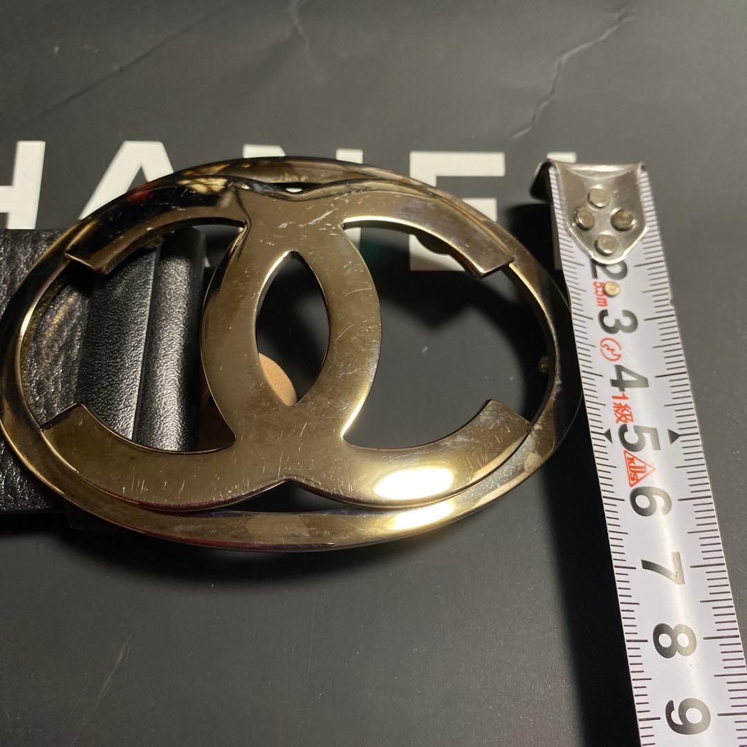 CHANEL ブラックレザーベルト CCロゴ