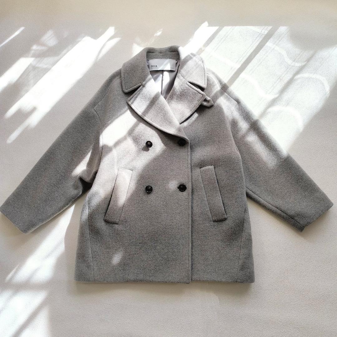 美品 ティッカ TICCA ウール ピーコート コート 2023 AW グレー