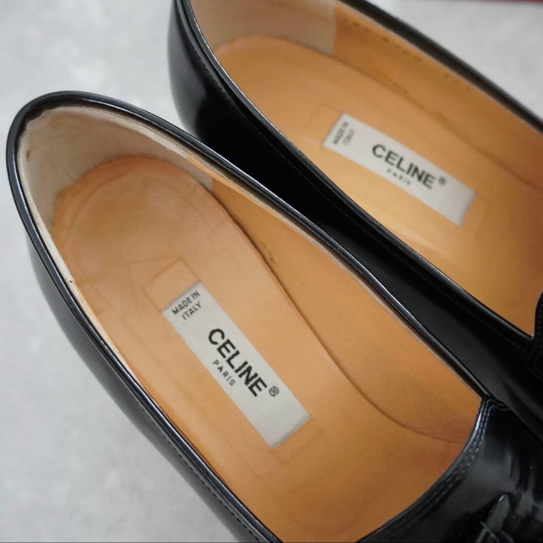 Celine 黒 タッセル付きローファー 中ヒール　36.5 23-23.5cm