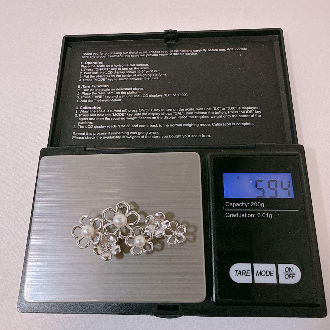 TASAKI タサキ シルバー 3粒 あこや真珠 パール フラワー ブローチ