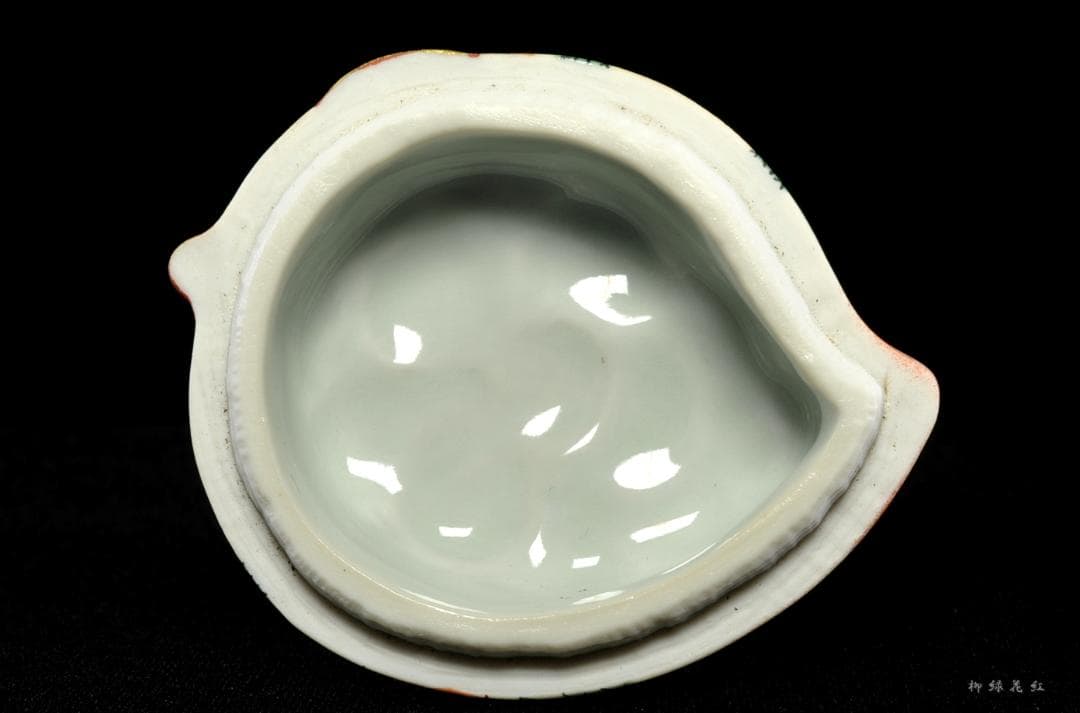 五代 三浦竹泉 色絵 桃 香合 共箱 茶道具