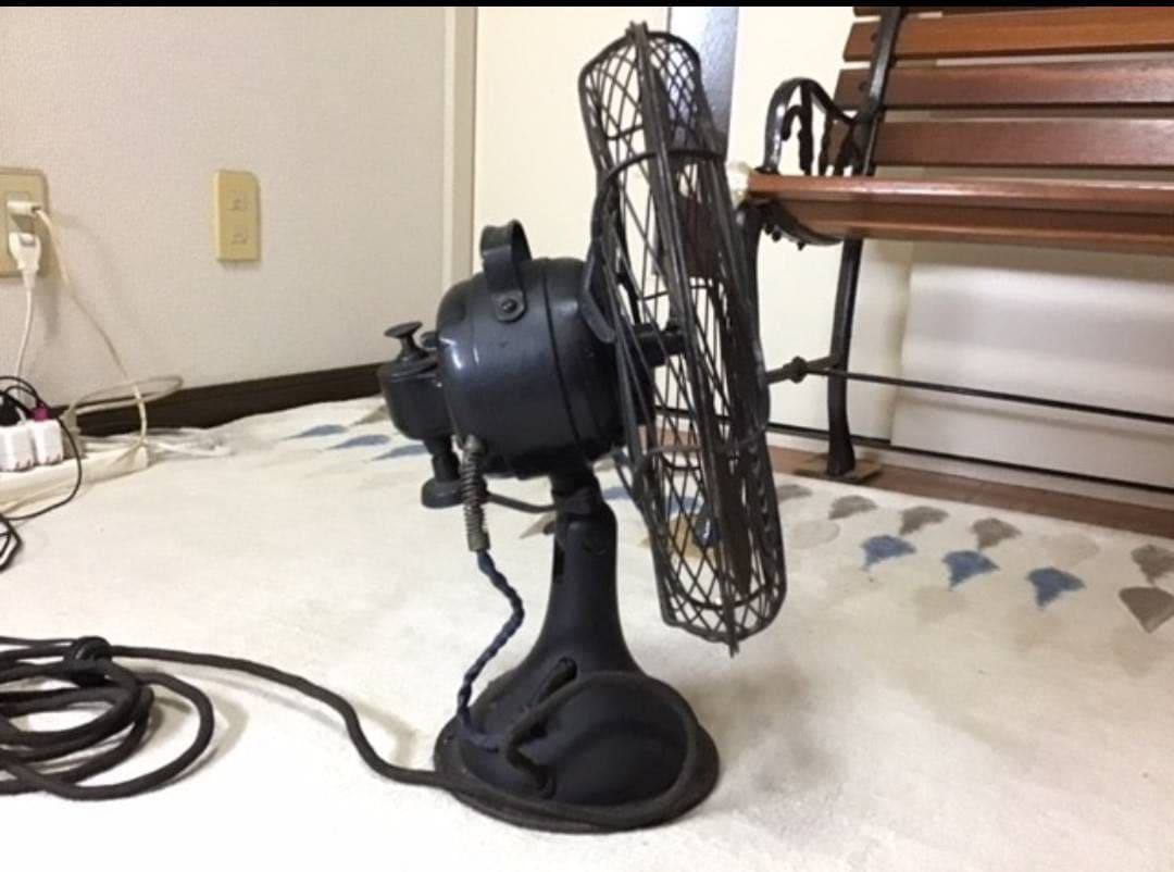 【動作します！】アンティーク　卓上扇風機 （黒）