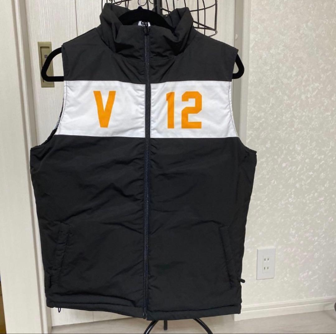 年末SALE♪ V TWELVE（V12） リバーシブルベスト 黒迷彩柄（L）