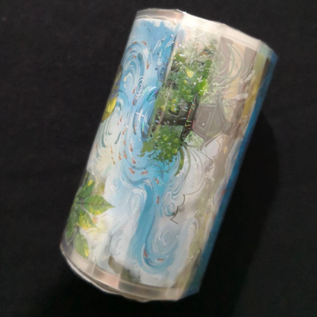 【8754】海外　マステ　5m巻売り　貝殻光カッティング　庭　竹の柵　小川