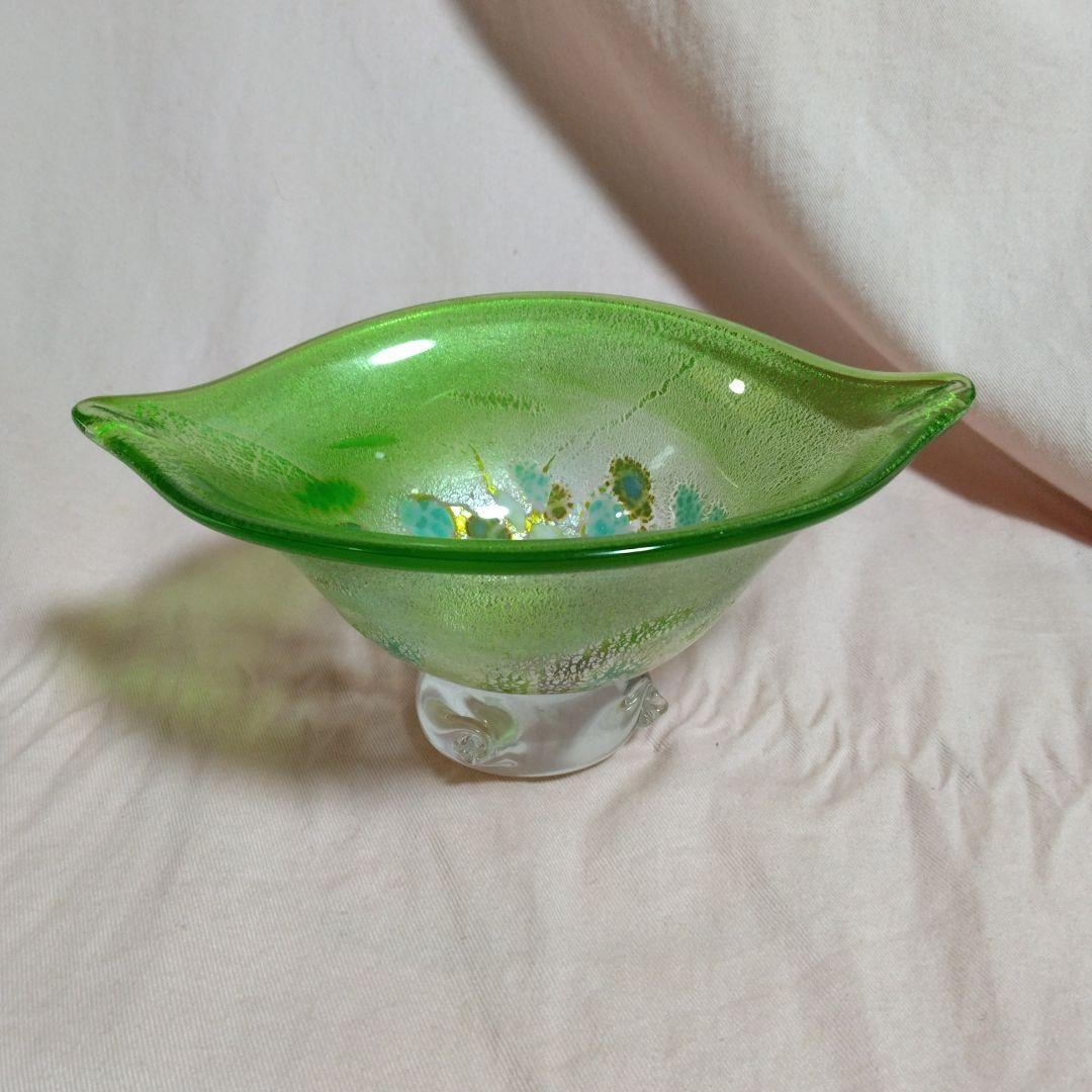 作家物　創作ガラス　 葉の形のガラス