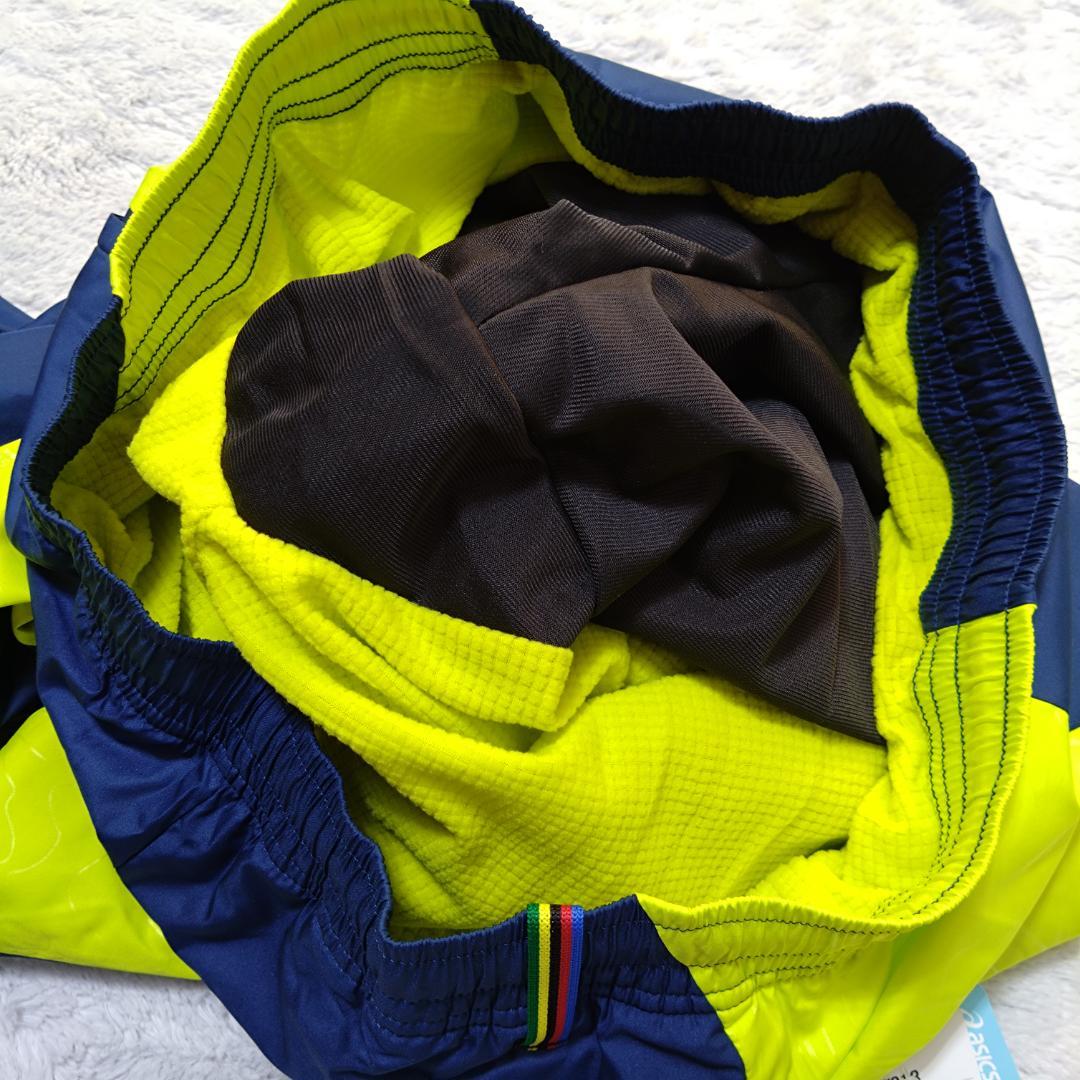 asicsアシックス ウィンドブレーカーＸＬ ネイビー/イエロー　タグ付　A77