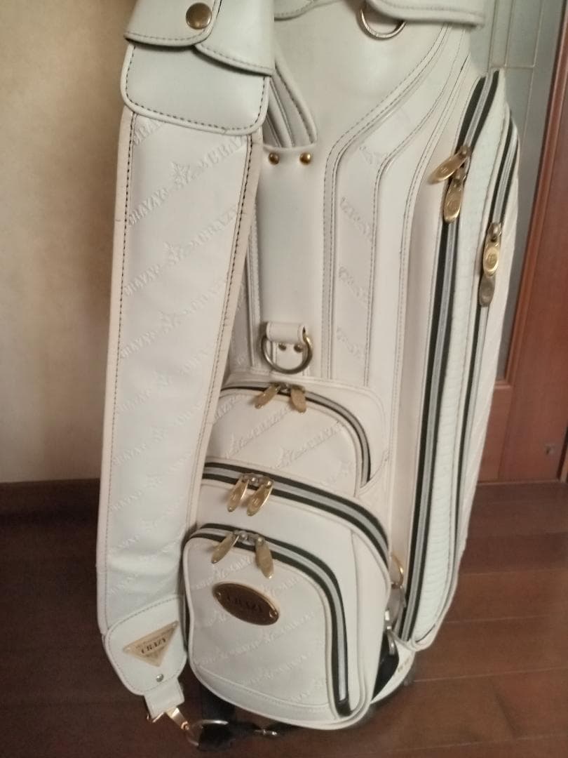 ★値下げ★CRAZY★キャディバッグ★9インチ★モノグラム型押しロゴ★白★