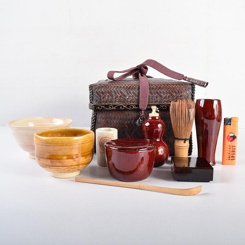 華山作　御所籠　皆具共　茶碗　棗など　十三点一式　仕覆付　共箱　F　R7699B