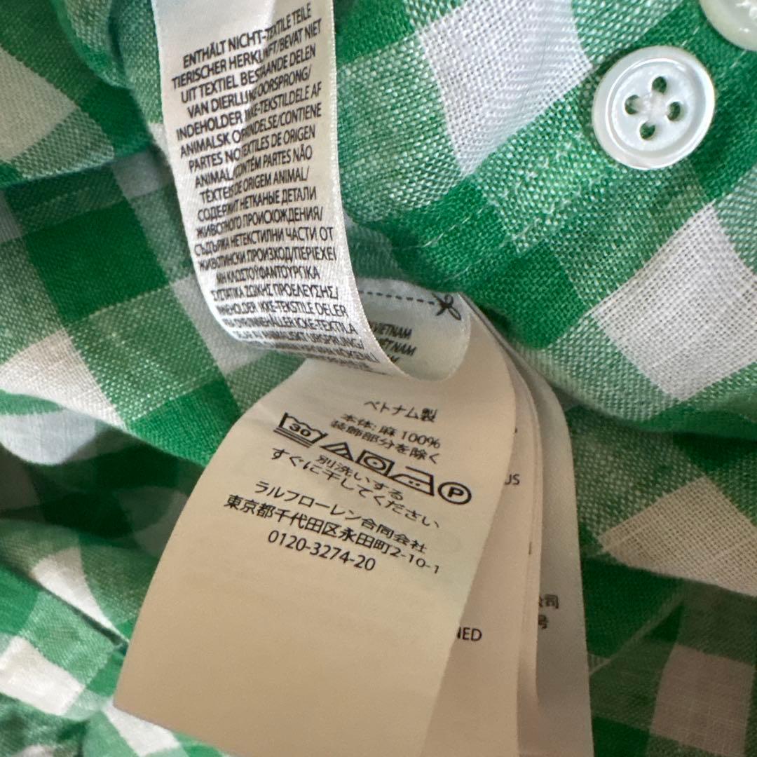POLO RALPH LAUREN ワイド クロップド ギンガム リネン シャツ