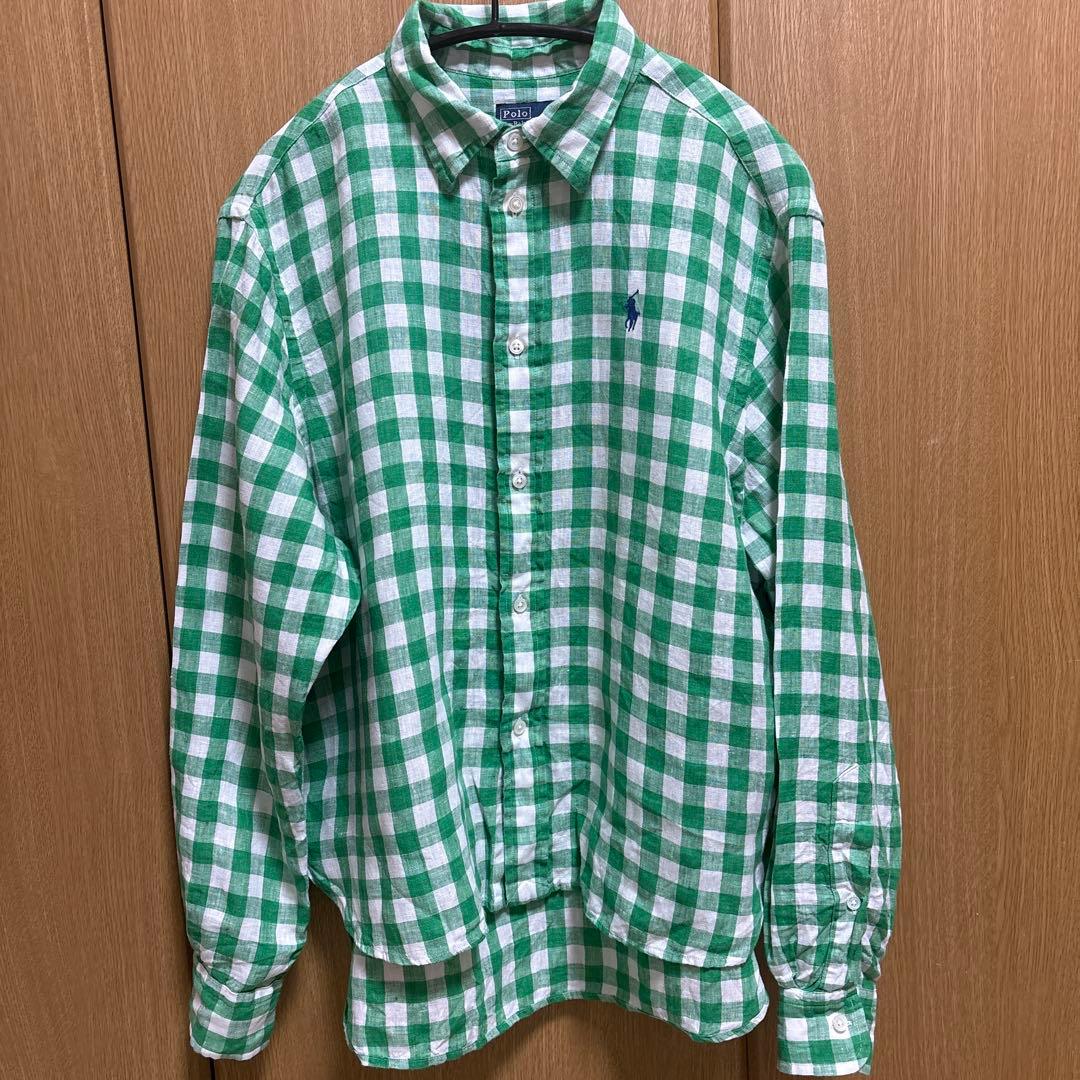 POLO RALPH LAUREN ワイド クロップド ギンガム リネン シャツ