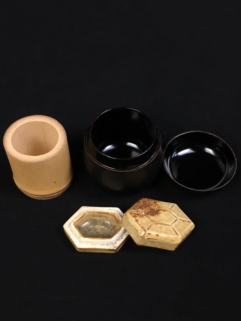 S347茶道具揃 短冊箱 10点揃 抹茶碗 水指他