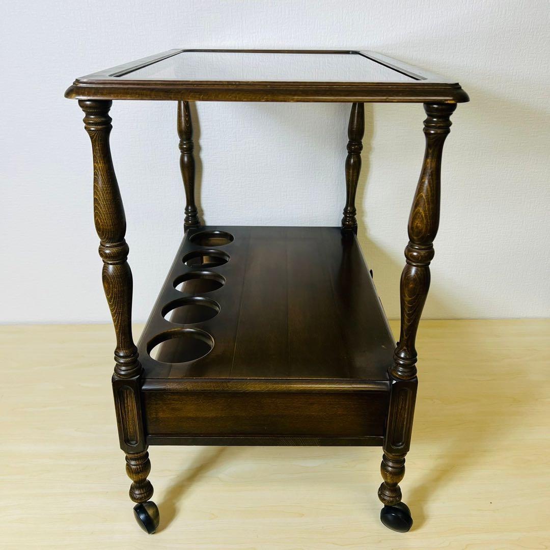 【希少】najico ナジコ ワゴン ガラス天板 引き出し キャスター