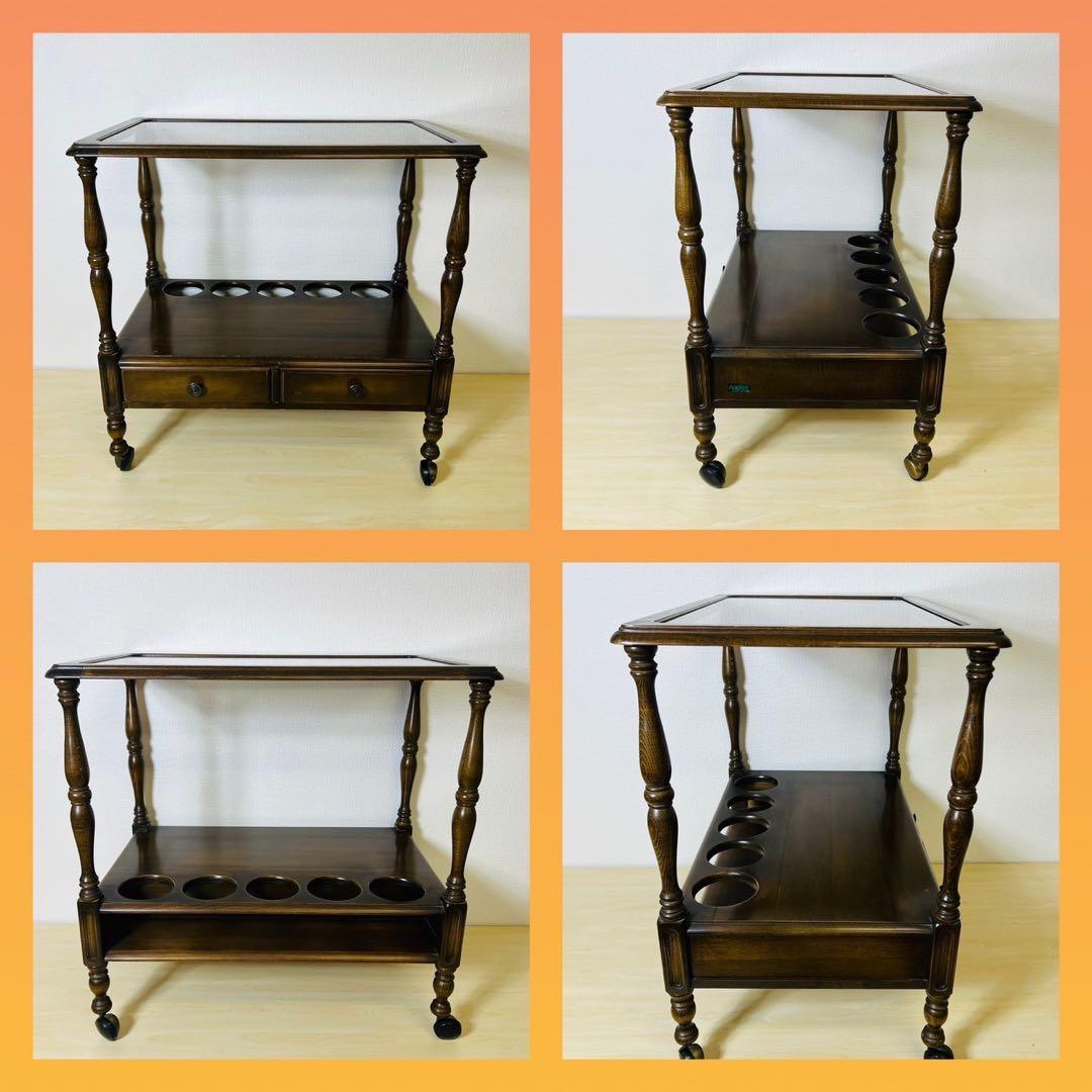 【希少】najico ナジコ ワゴン ガラス天板 引き出し キャスター