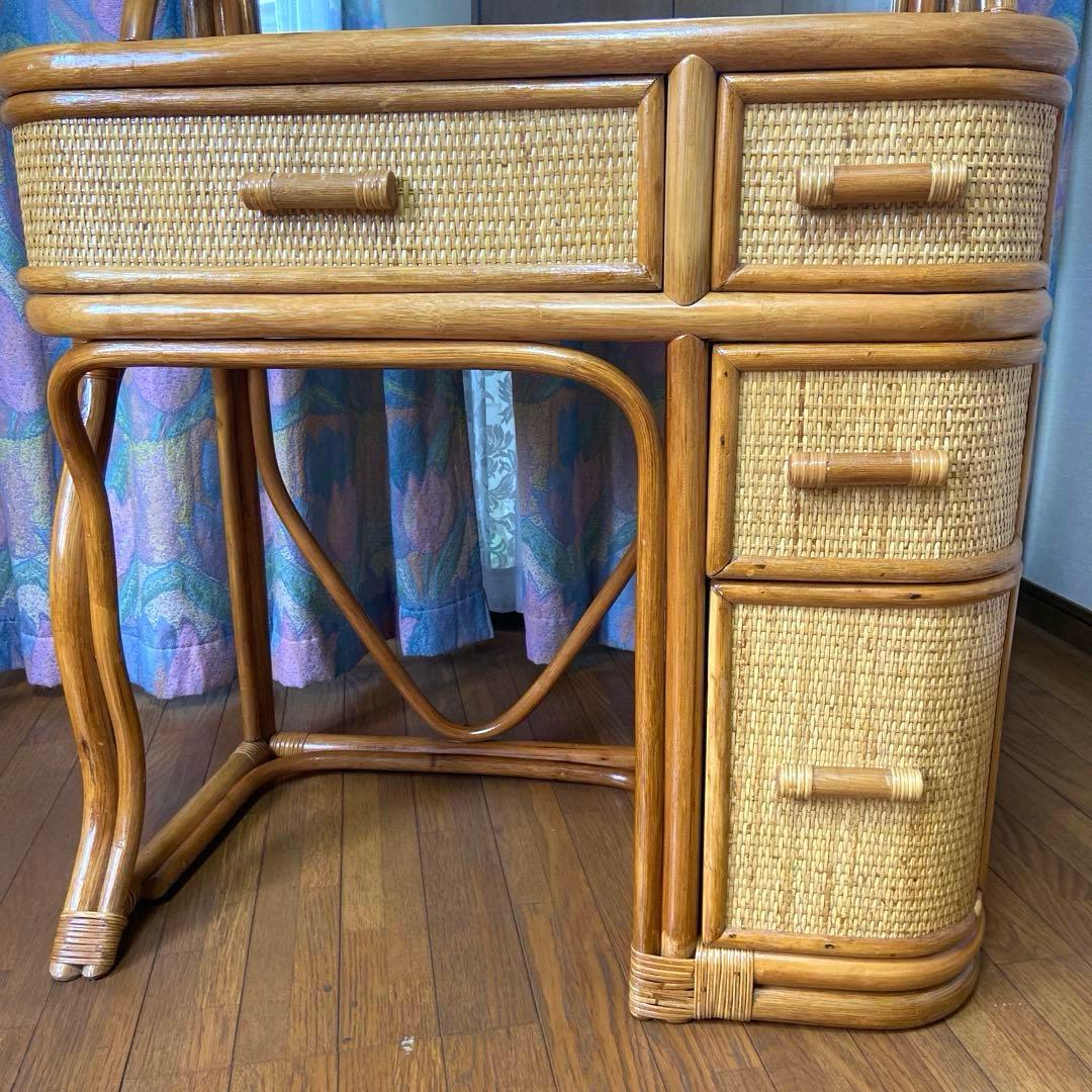 ラタン／籐／ドレッサー／鏡台／ビンテージ 椅子はつきません