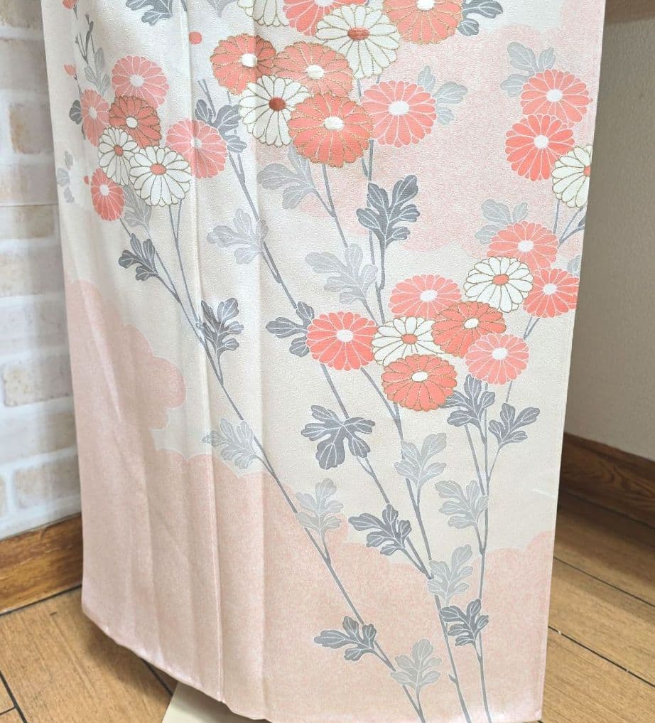 オフホワイト菊梅訪問着と袋帯・帯揚げ帯締めの4点フルセット
