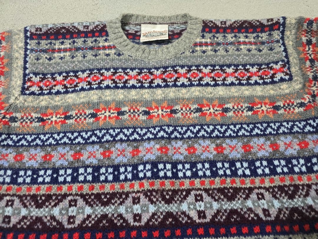 Jamieson's　ジャミーソン　フェアアイル柄　クルーネック　ニット
