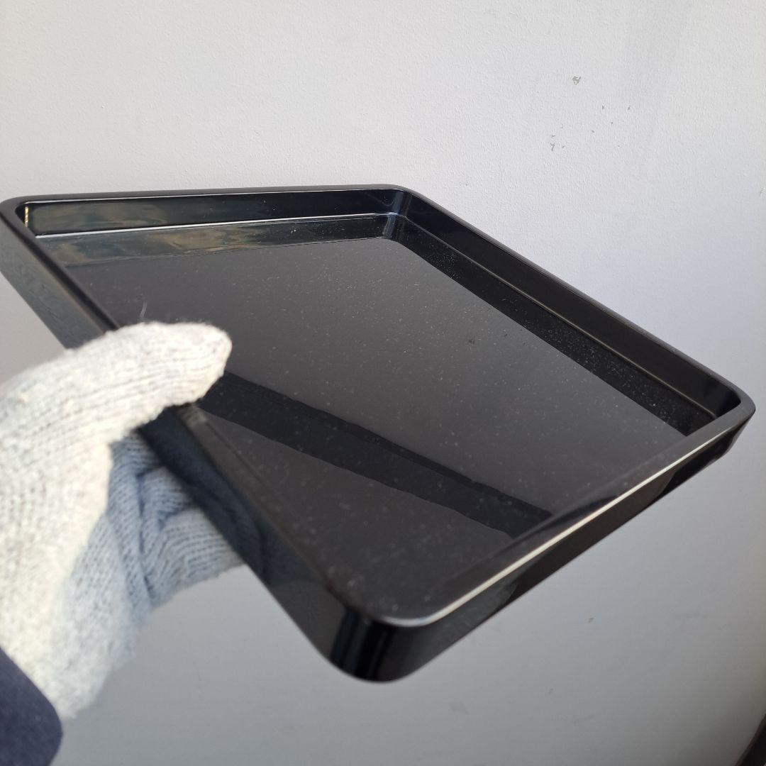 【輪島塗　6.5寸\"四段重箱】布着本堅地　黒内朱色　隅丸　未使用品