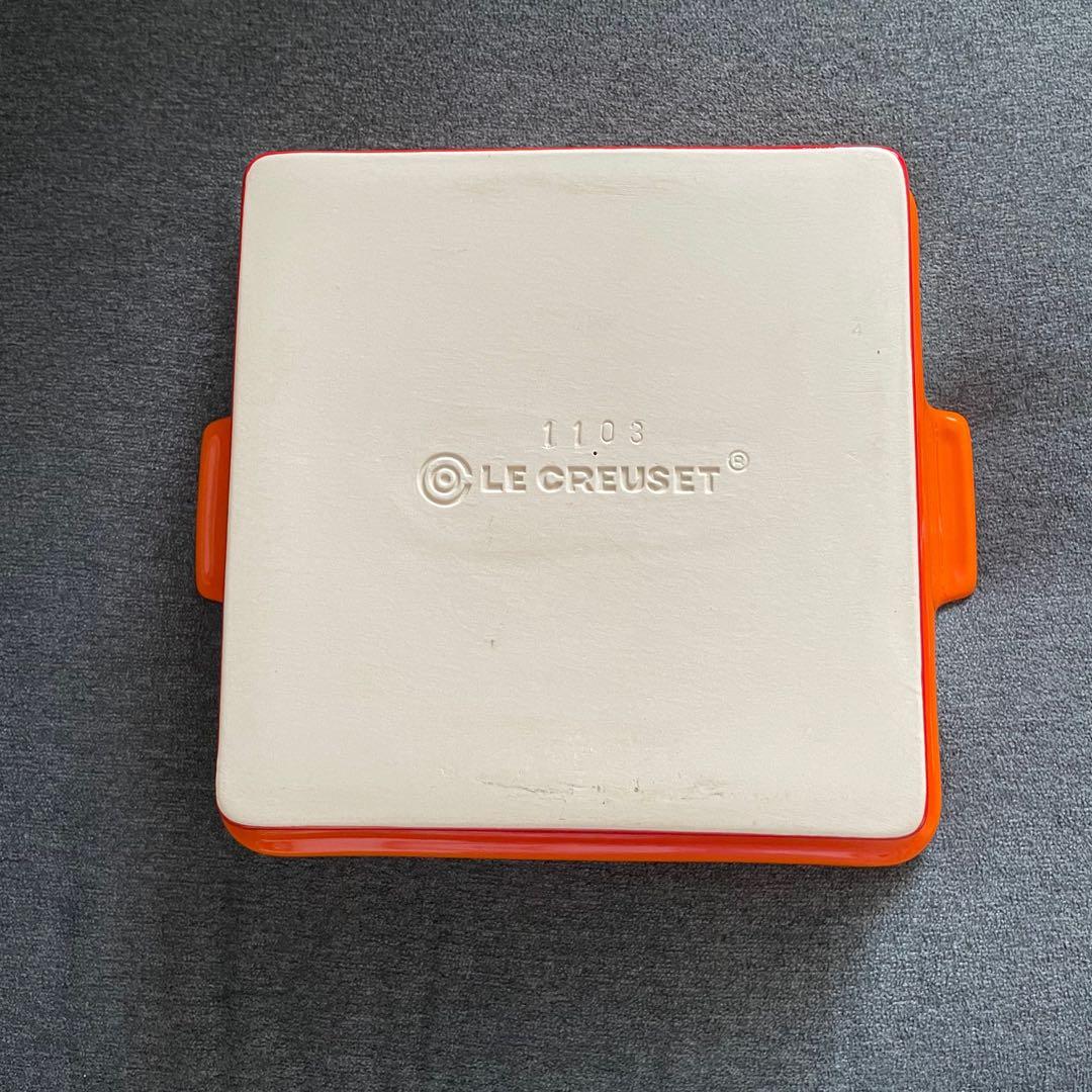ル・クルーゼ　ヘリテージ 蓋付 スクエア キャセロール オレンジ