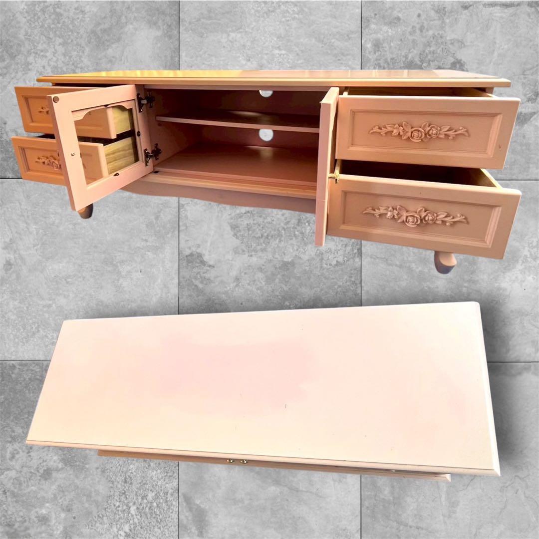 ロココ調ローボード（ピンク） テレビ台 アンティーク