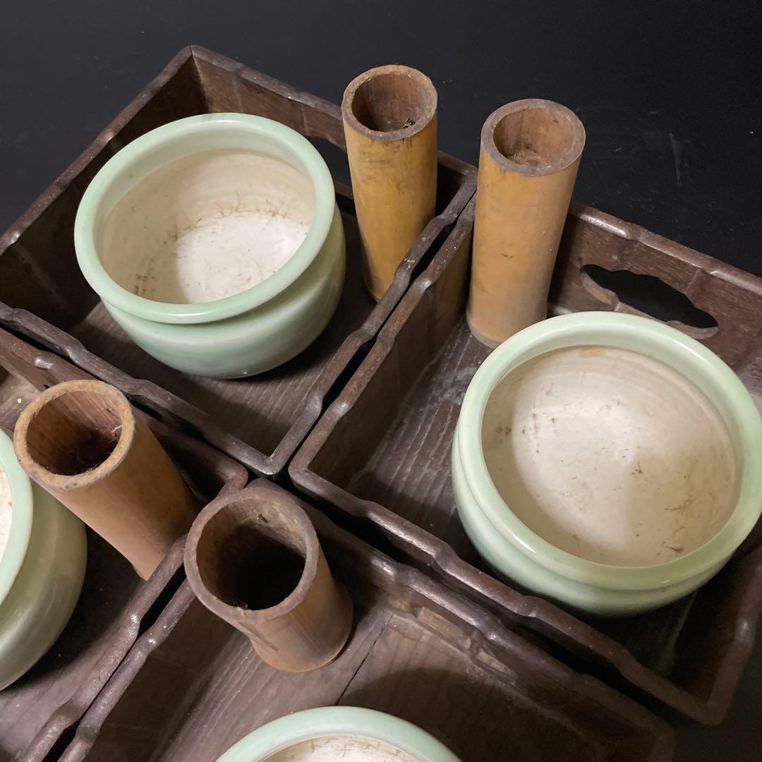 明治時代　桑の木の煙草盆　6組　共箱付き