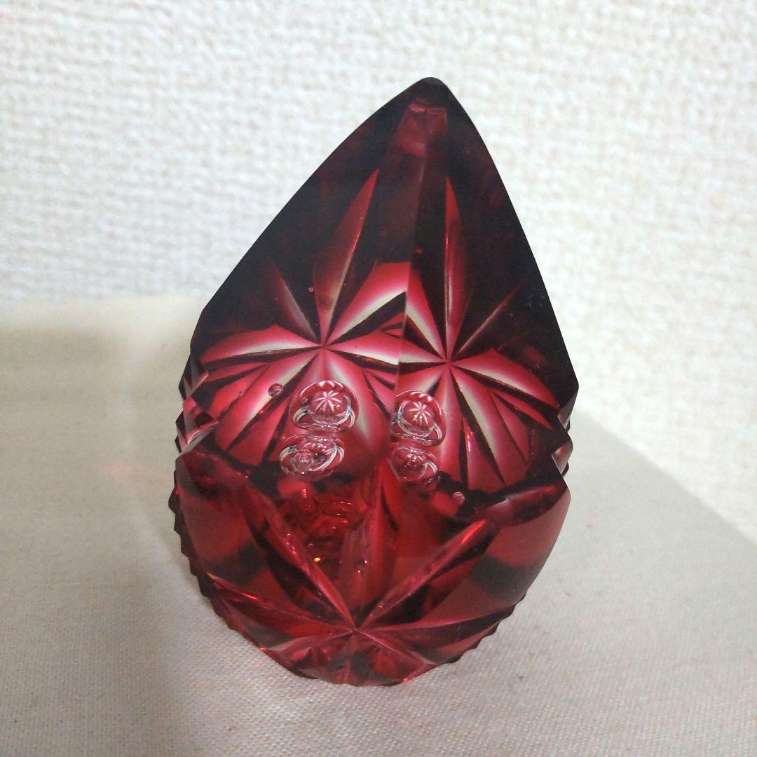 【値下げ済み】【美品】薩摩切子 ペーパーウェイト 薩摩の雫 赤