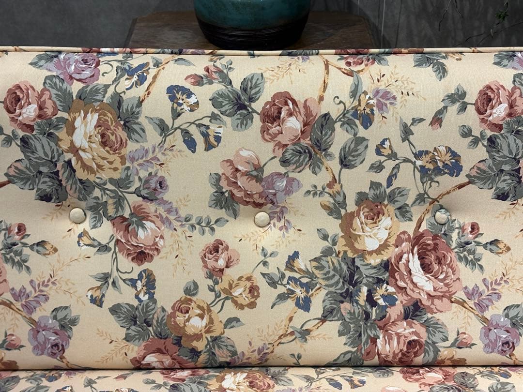 karimoku カリモク 3人掛けソファ 3Pソファ 花柄 ビンテージ nY