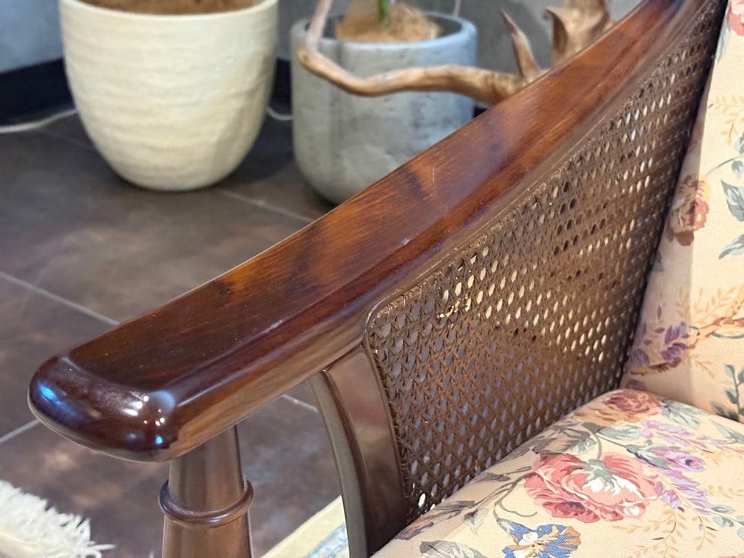 karimoku カリモク 3人掛けソファ 3Pソファ 花柄 ビンテージ nY