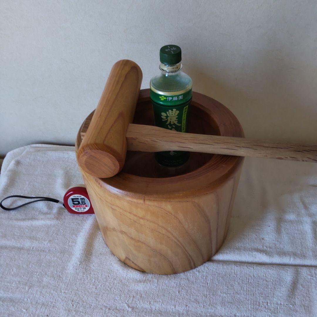 欅　ミニ臼と杵　お正月の餅つきに