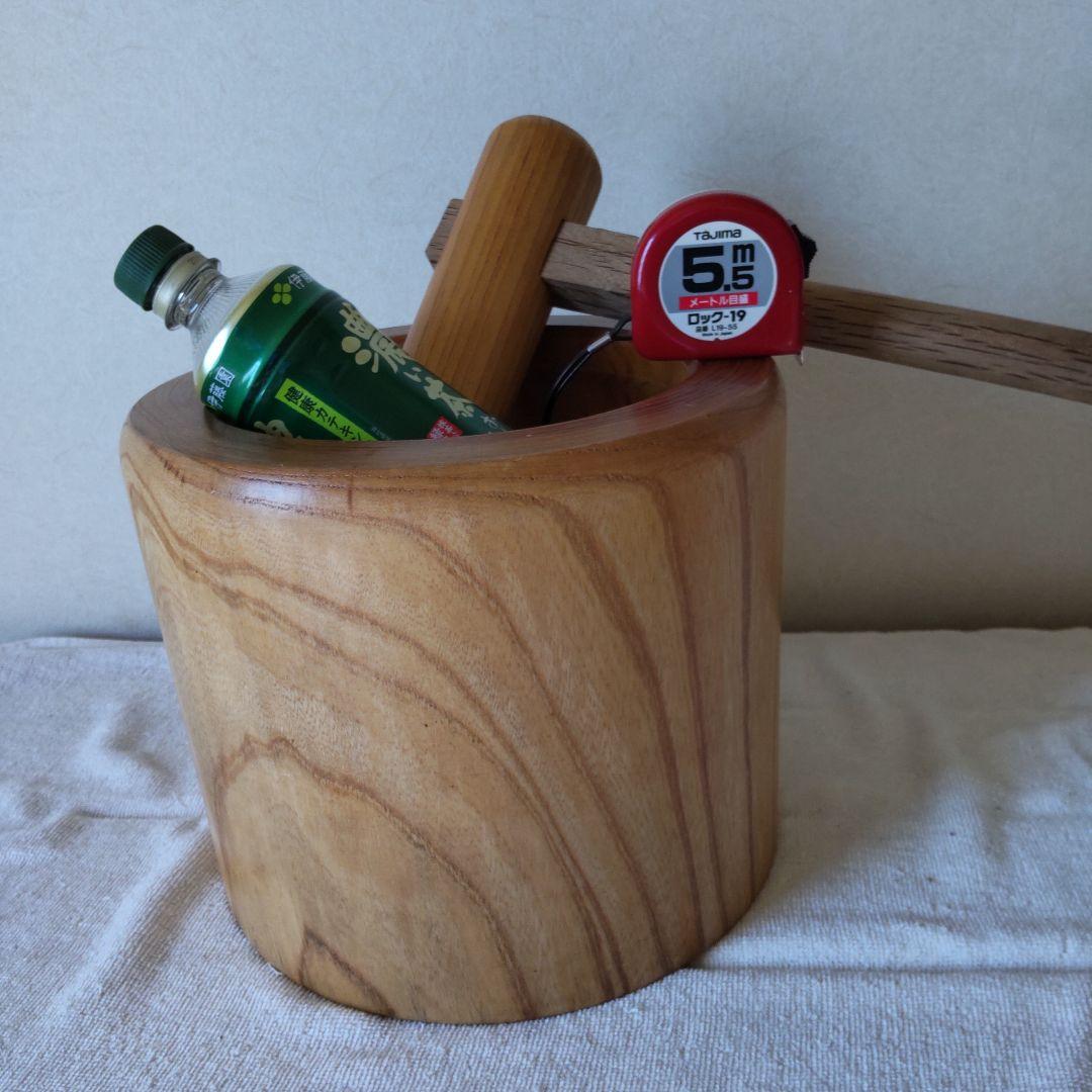 欅　ミニ臼と杵　お正月の餅つきに