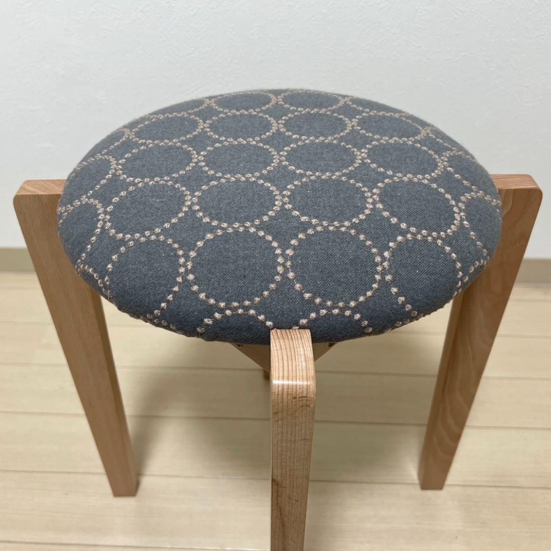 ミナペルホネン スツール タンバリン 角脚 【グレー/ブルー】椅子 ハンドメイド