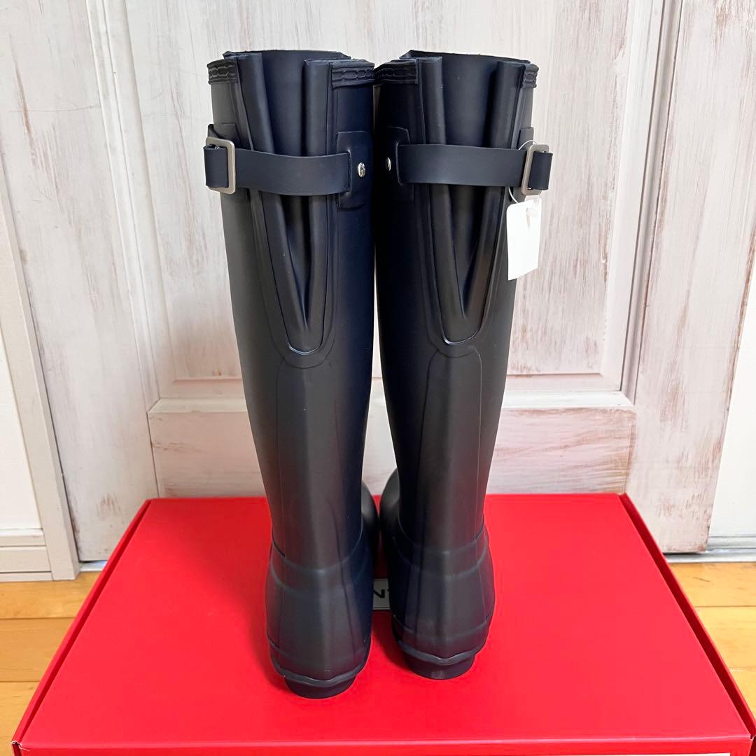【新品】HUNTER ロングレインブーツ ブラック 25cm UK6 調節可能