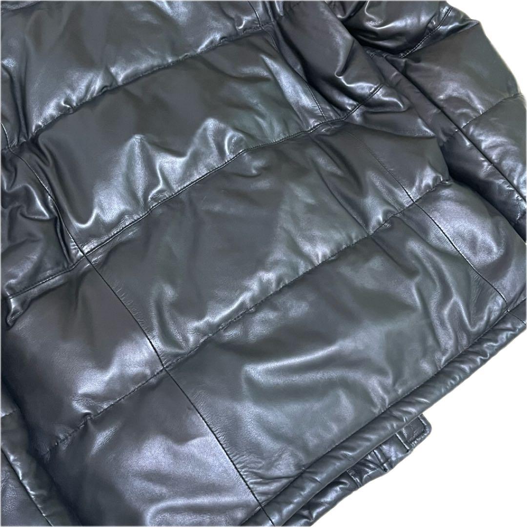 ✨希少✨BALMAIN ラムレザー ダウンジャケット 肉厚 高級 光沢 黒 L