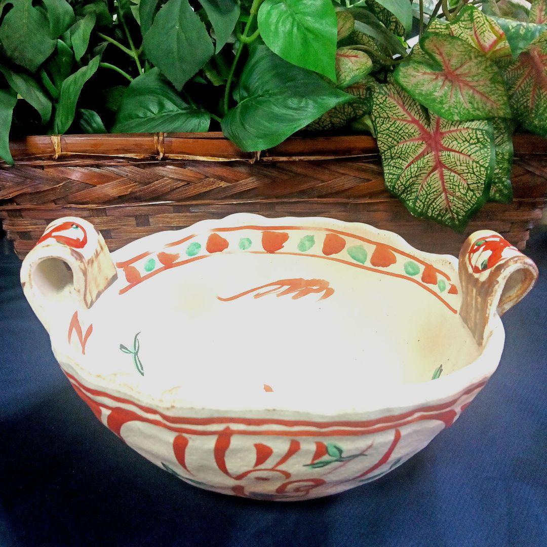 骨董品　有田焼　手描き　赤絵　鉢