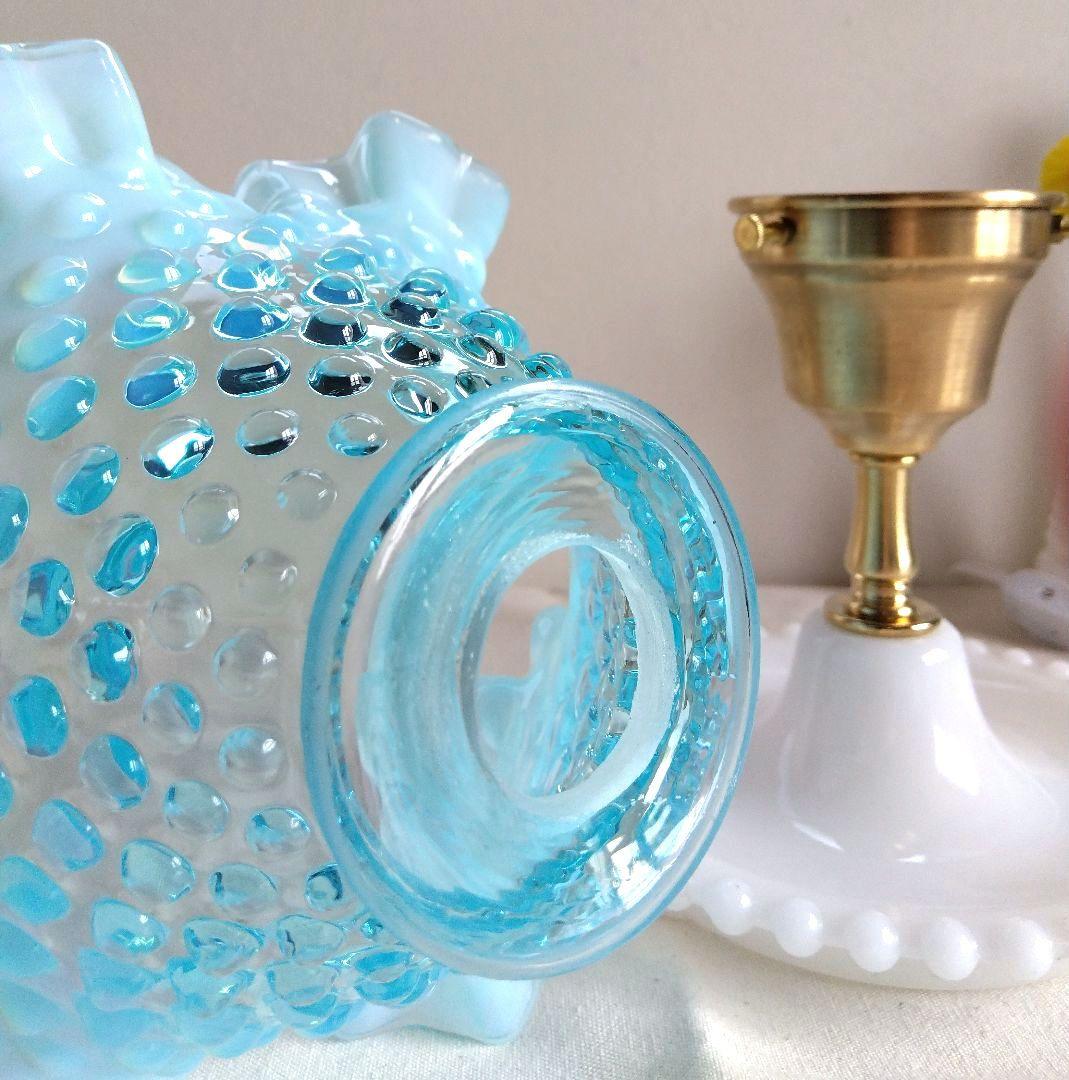 美☆フェントン ブルーオパールセント ホブネイル ブドワールランプ