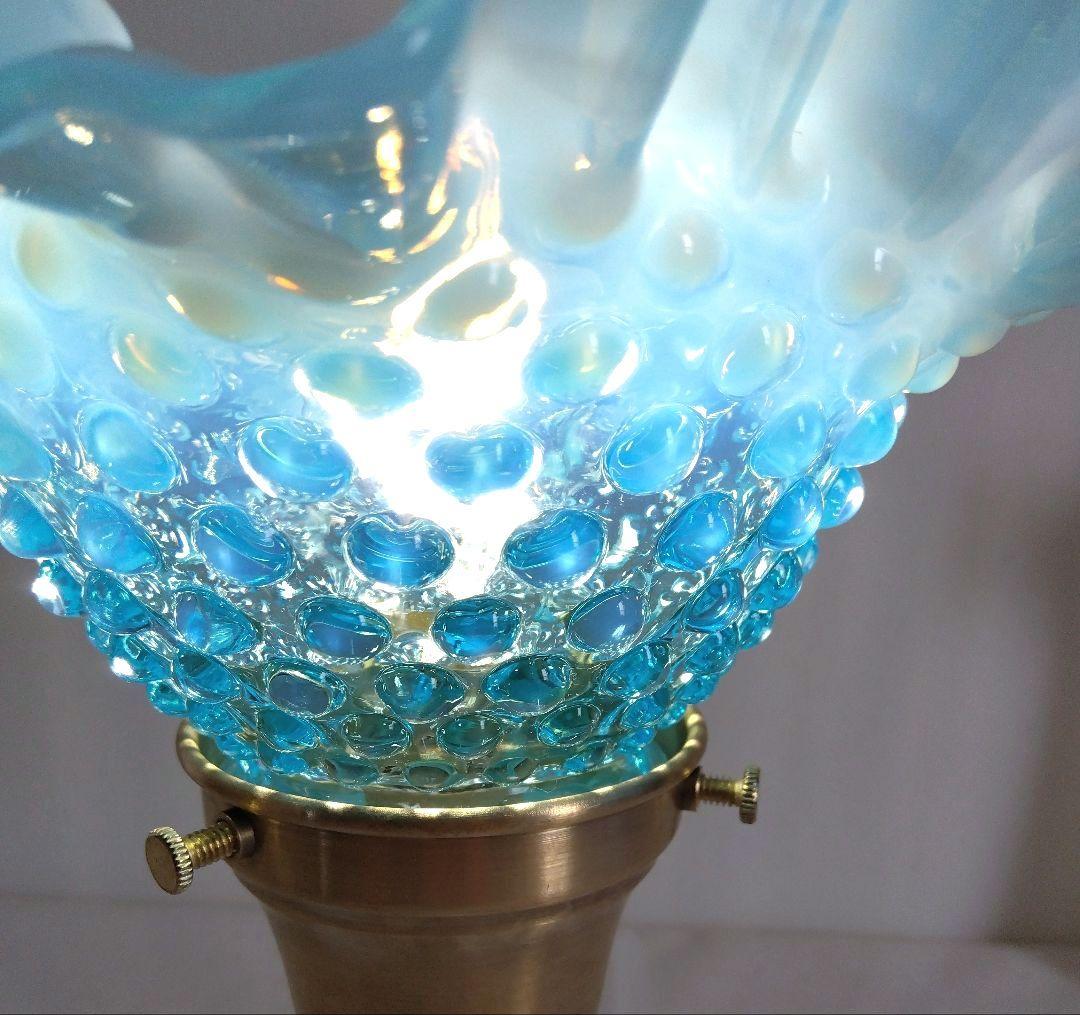 美☆フェントン ブルーオパールセント ホブネイル ブドワールランプ