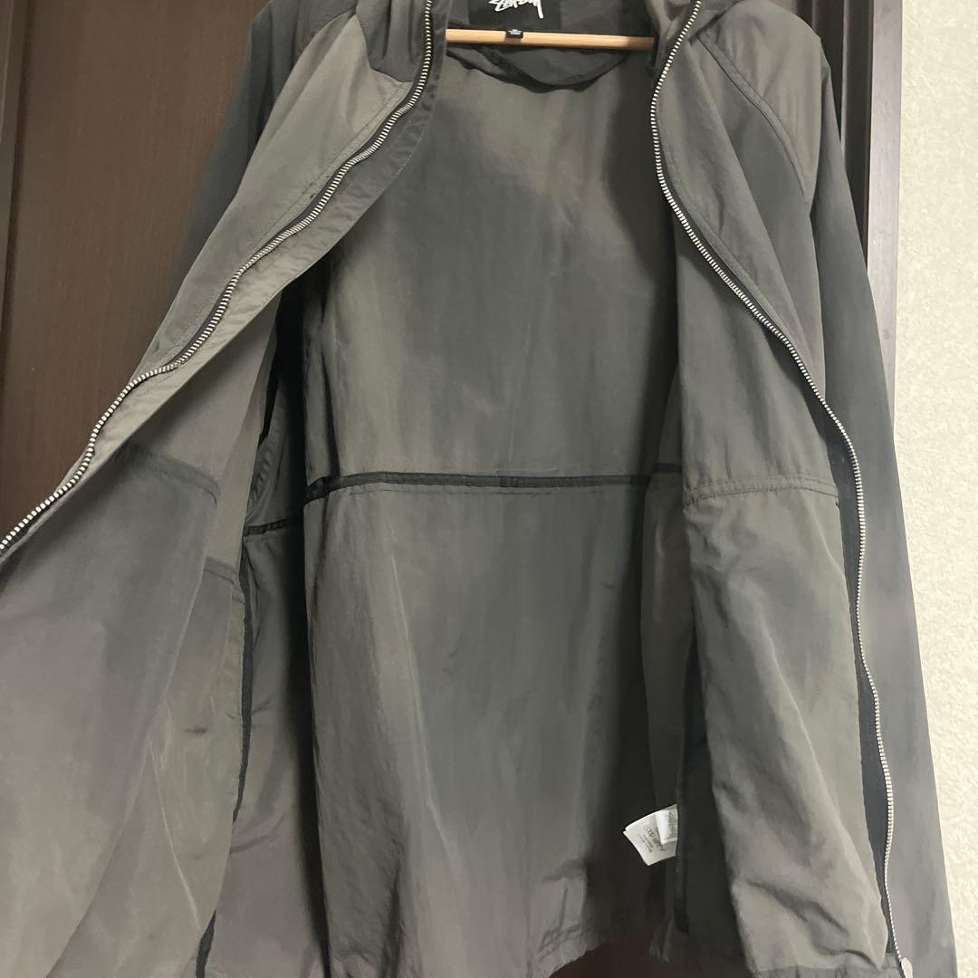 STUSSY ナイロンジャケット XL グレー バックロゴ シェルジャケット