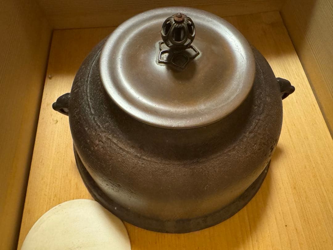 唐銅 切合朝鮮風炉 真形釜添 畠春斎 一ノ瀬宗辰 共箱