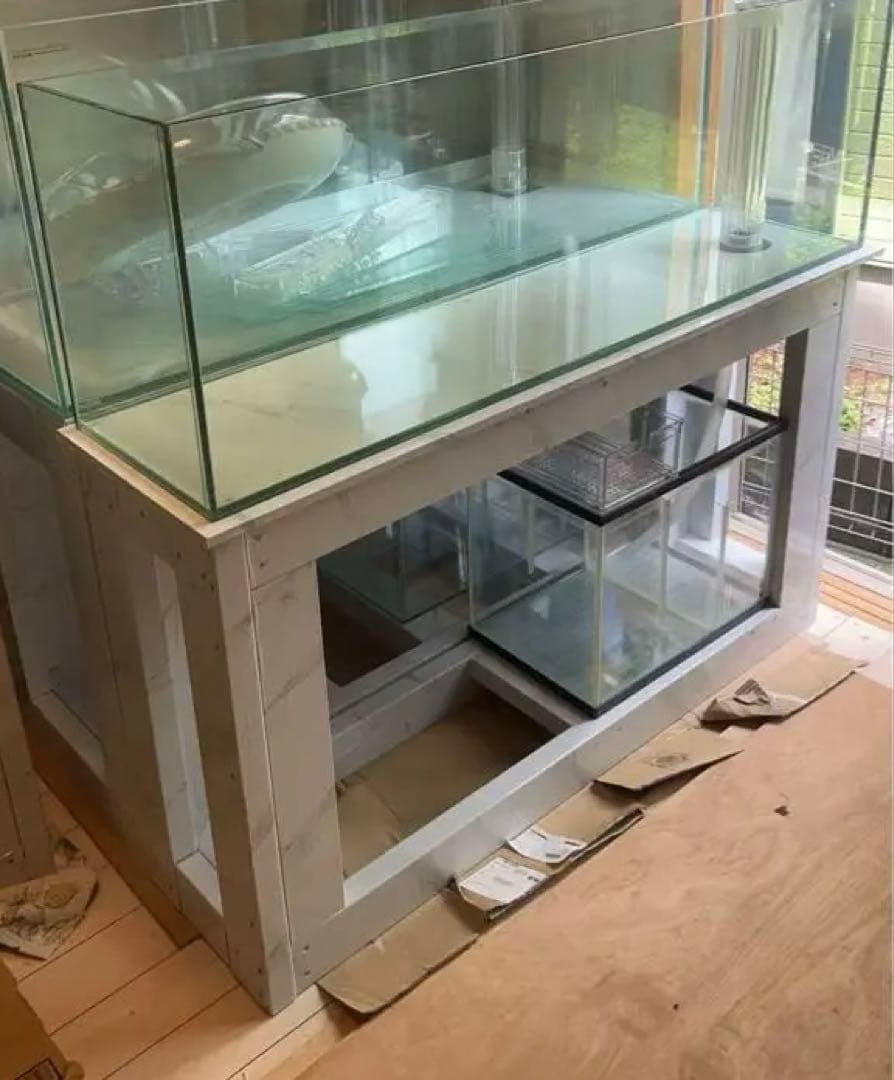 値下げしました‼️⇒ 120-30-40 オーバーフローガラス水槽 と台のセット