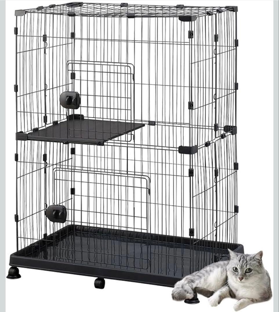 キャットケージ 二段構造 アッシュグレー アイリスオーヤマ スタンダード