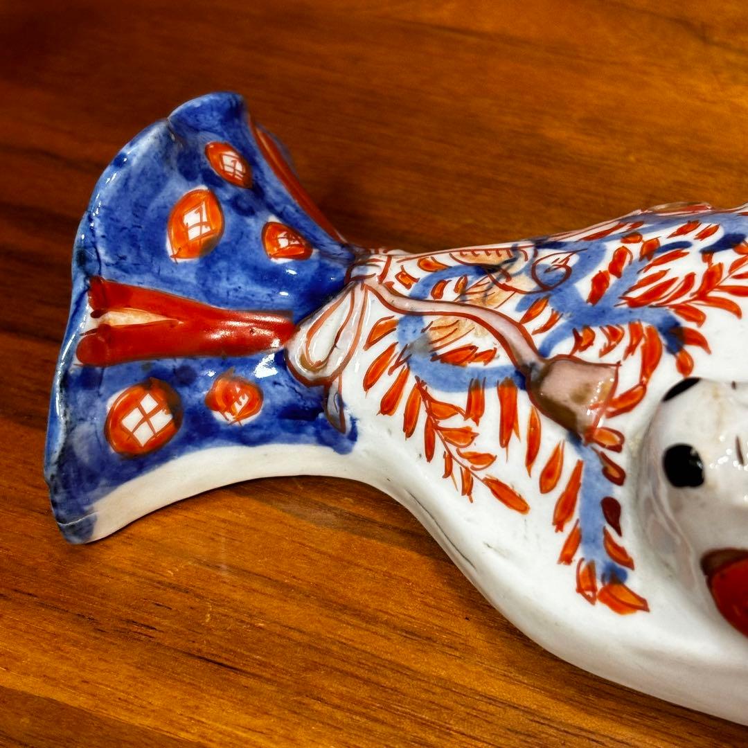 江戸時代　古伊万里　赤絵　唐子　掛け花入　花瓶　花器