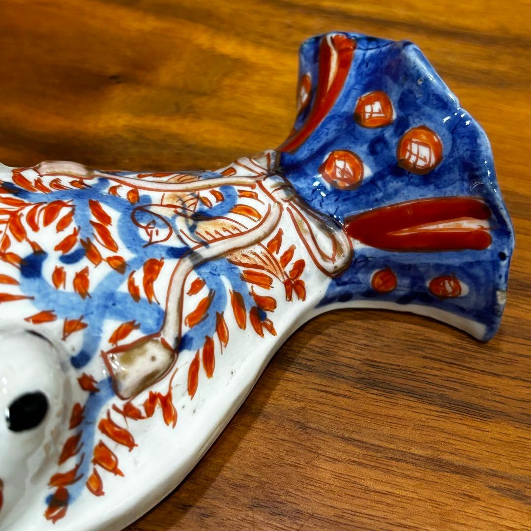 江戸時代　古伊万里　赤絵　唐子　掛け花入　花瓶　花器