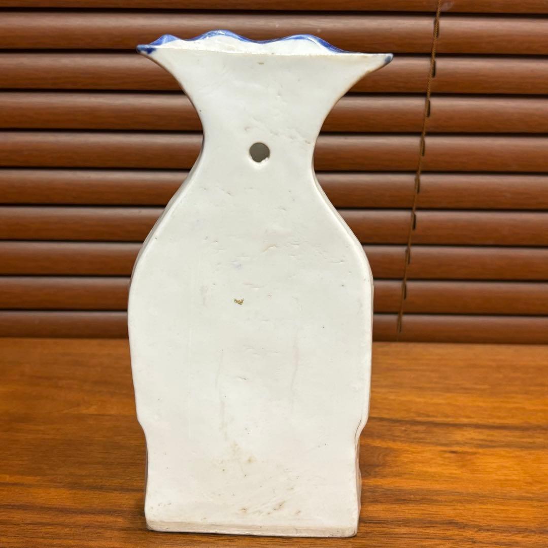 江戸時代　古伊万里　赤絵　唐子　掛け花入　花瓶　花器