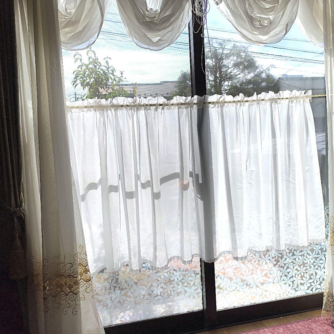 カフェカーテン【クッキー様オーダー品　ボイル＆ケミカルレース】ハンドメイド